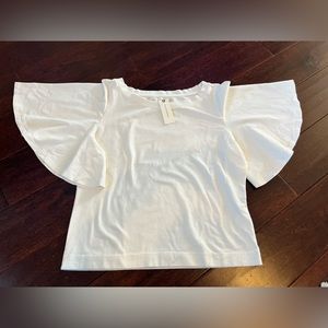 Anthropologie Maeve Flutter Sleeve Top